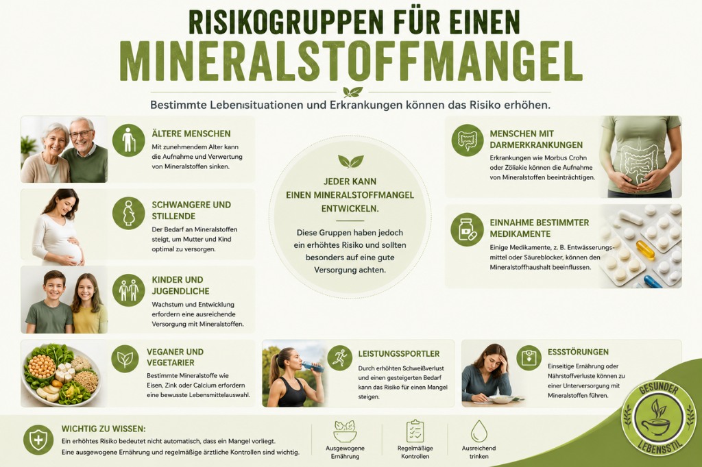 Risikogruppen für einen Mineralstoffmangel im Überblick