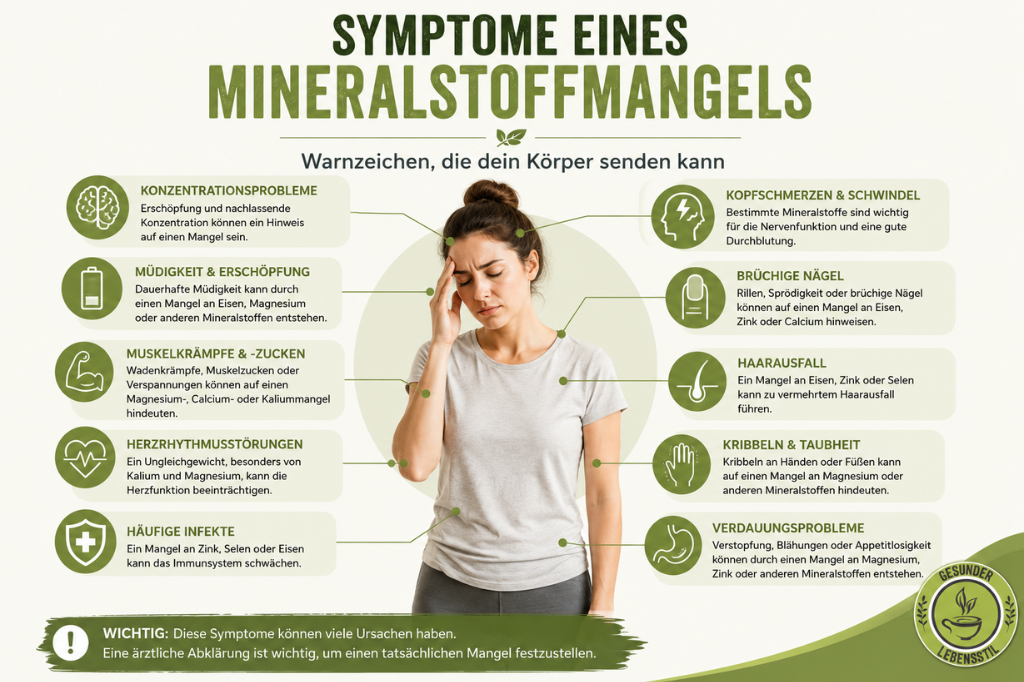 Häufige Symptome eines Mineralstoffmangels von Müdigkeit bis Muskelkrämpfen